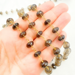 Load image into Gallery viewer, Smoky Quartz Gold Plated 925 Sterling Silver Wire Chain. SMQ17