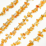 Load image into Gallery viewer, Orange Garnet Cluster Dangle Gold Plated Wire Chain. GAR9