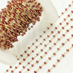 Load image into Gallery viewer, GAR3. Garnet Wire Wrap Chain made with Gold Plated 925 Sterling Silver.
