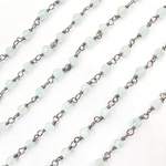 Load image into Gallery viewer, Aqua Blue gemstone Oxidized 925 Sterling Silver Wire Chain. AQU2