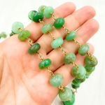 Load image into Gallery viewer, Chrysoprase Smooth Rondel Gold Plated Wire Chain.
