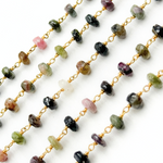 Load image into Gallery viewer, Multi Tourmaline Gold Plated Wire Chain. MTO5