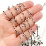 Load image into Gallery viewer, Multi Moonstone & CZ Dangle Oxidized Wire Chain.