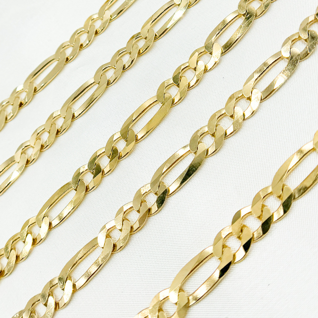 Gold Plated 925 Sterling Silver Flat Figaro Chain. Y85GP