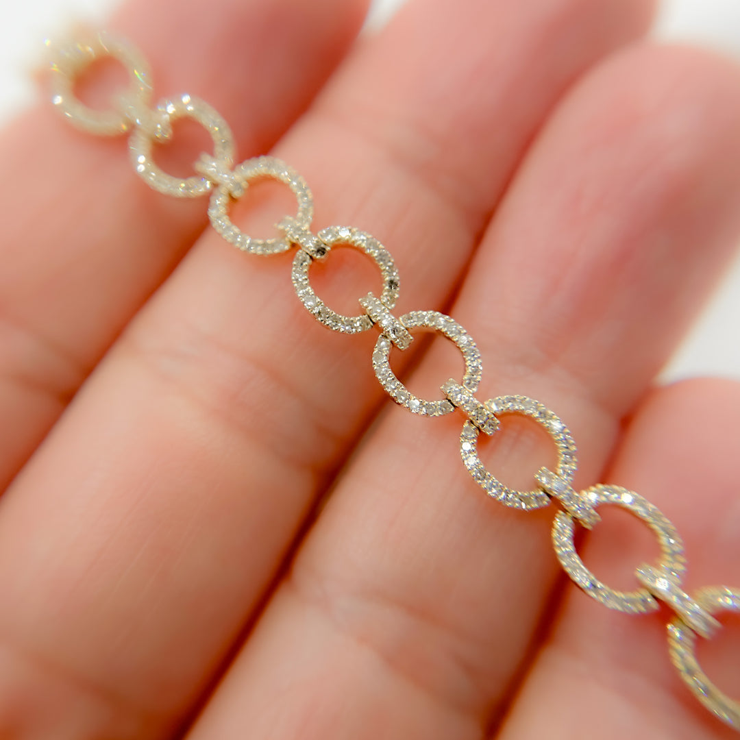 14k Solid Gold Diamond Circles Bracelet. BR402613Y14DI1