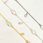 Load image into Gallery viewer, Tear Drop Shape Dangle & Oval Connector Cubic Zirconia Chain.