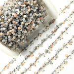 Load image into Gallery viewer, Multi Moonstone Cluster Dangle Oxidized Wire Chain. MMS21