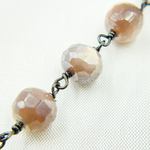 Load image into Gallery viewer, Coated Rondel Moonstone Oxidized Wire Chain. CMS74