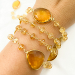 Load image into Gallery viewer, Citrine Gold Plated Bezel Wire Chain. CTR4
