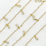 Load image into Gallery viewer, White Topaz & CZ Dangle Gold Plated Wire Chain. TOP11