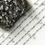 Load image into Gallery viewer, Pyrite & CZ Dangle Oxidized Wire Chain. PYR5