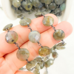 Load image into Gallery viewer, Labradorite Oxidized Wire Chain. LAB64