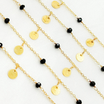 Load image into Gallery viewer, Black Spinel and Dangle Disc Gold Plated Wire Chain. BSP34