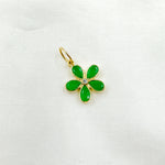Load image into Gallery viewer, 14k Solid Gold Diamond and Emerald Flower Charm. GDP568