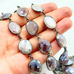Load image into Gallery viewer, Coated Chocolate Moonstone Organic Shape Bezel Oxidized Wire Chain. CMS9