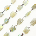 Load image into Gallery viewer, Labradorite Rectangular Shape Oxidized Wire Chain. LAB98