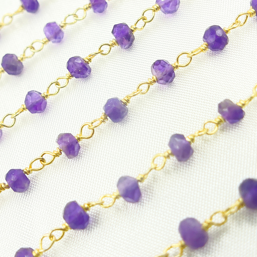 Amethyst Gold Plated 925 Sterling Silver Wire Chain. AME9