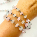 Load image into Gallery viewer, Morganite & Aquamarine Oxidized Wire Chain.