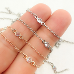 Load image into Gallery viewer, Cubic Zirconia Round 3mm Shape Connector With Chain Between. CZ11