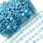 Load image into Gallery viewer, Turquoise Double Oxidized Connected Wire Chain. TRQ47