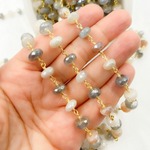 Load image into Gallery viewer, Coated Multi Moonstone Gold Plated Wire Chain. MMS17