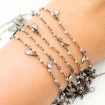 Load image into Gallery viewer, Coated Peach Moonstone & CZ Dangle Oxidized Wire Chain. CMS38