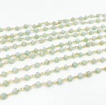 Load image into Gallery viewer, Amazonite Wire Wrap Chain made with Gold Plated 925 Sterling Silver. AMZ7
