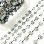 Load image into Gallery viewer, Coated Labradorite Cube Shape Oxidized Wire Chain. CLB50