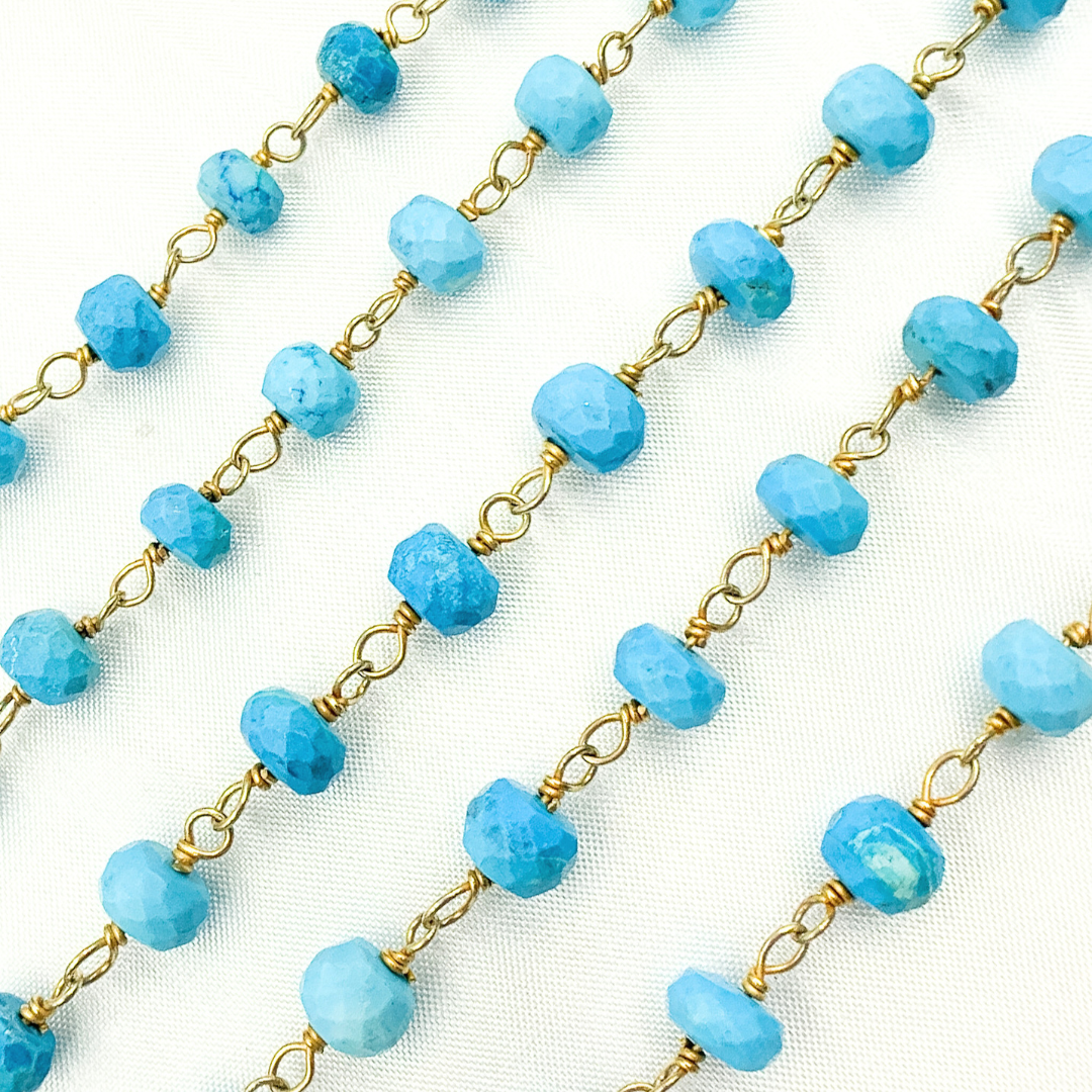 Turquoise Gold Plated Wire Chain. TRQ38