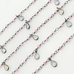 Load image into Gallery viewer, Coated Red Quartz & CZ Dangle Oxidized Wire Chain. CQU43