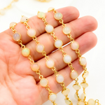 Load image into Gallery viewer, Ethiopian Opal Round Shape Bezel Gold Plated Wire Chain. ETH9