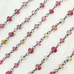Load image into Gallery viewer, Multi Sapphire Pink Oxidized Wire Chain.