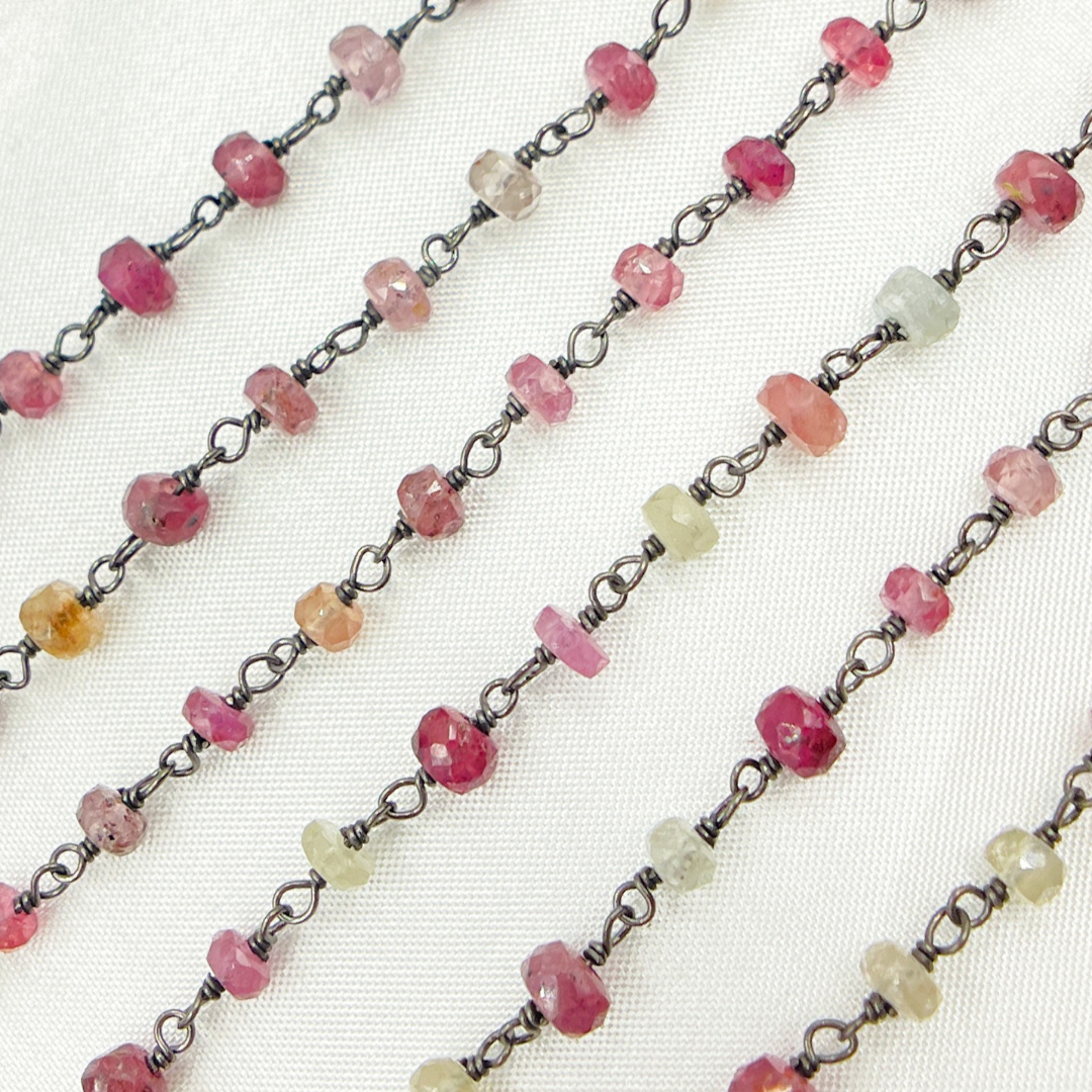 Multi Sapphire Pink Oxidized Wire Chain. MSA10