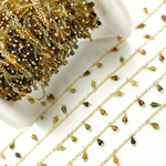 Load image into Gallery viewer, Multi Tourmaline Drop Dangle Gold Plated Wire Chain.