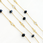 Load image into Gallery viewer, Coated Black Spinel Rondel Shape & White Topaz Gold Plated Connected Wire Chain. CBS21