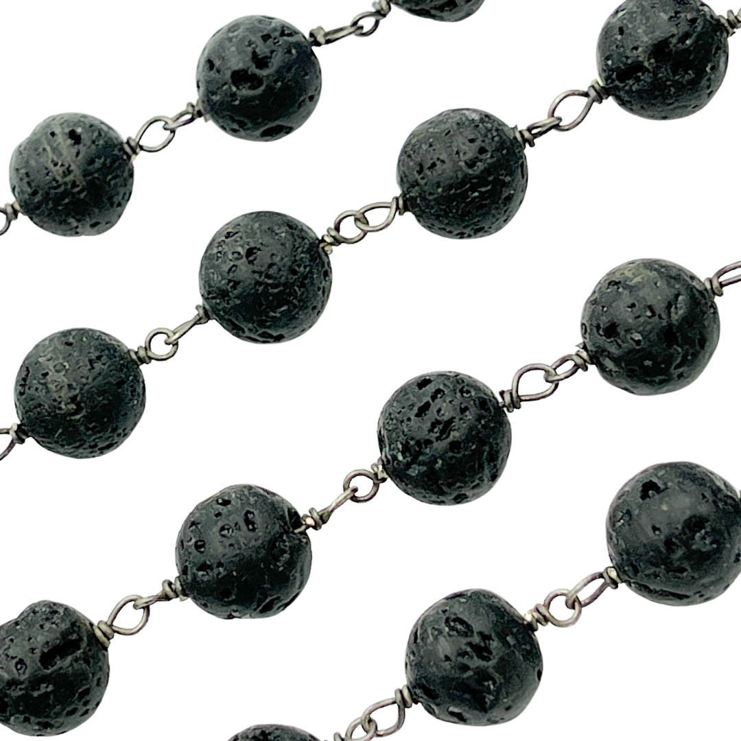 Lava Gemstone Round Shape Wire Chain. LA1