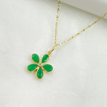 Load image into Gallery viewer, 14k Solid Gold Diamond and Emerald Flower Charm. GDP568