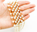 Load image into Gallery viewer, Round White Freshwater Pearl Wire Wrap Chain. PRL6