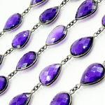Load image into Gallery viewer, Hydro Amethyst Quartz Pear Shape Bezel Oxidized Wire Chain. AME4
