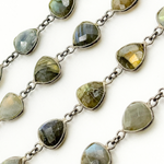 Load image into Gallery viewer, Labradorite Triangle Shape Bezel Oxidized Wire Chain