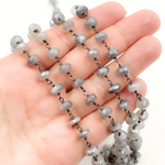 Load image into Gallery viewer, Coated Moonstone Oxidized Wire Chain. CMS44
