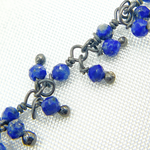 Load image into Gallery viewer, Lapis Lazuli Cluster Dangle Oxidized Wire Chain. LAP3
