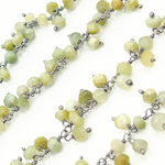 Load image into Gallery viewer, Cats Eye Cluster Dangle Oxidized Silver Wire Chain. CAT12