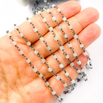 Load image into Gallery viewer, Aqua Blue gemstone Oxidized 925 Sterling Silver Wire Chain. AQU2