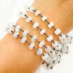 Load image into Gallery viewer, White Moonstone Oxidized Wire Chain. WMS24