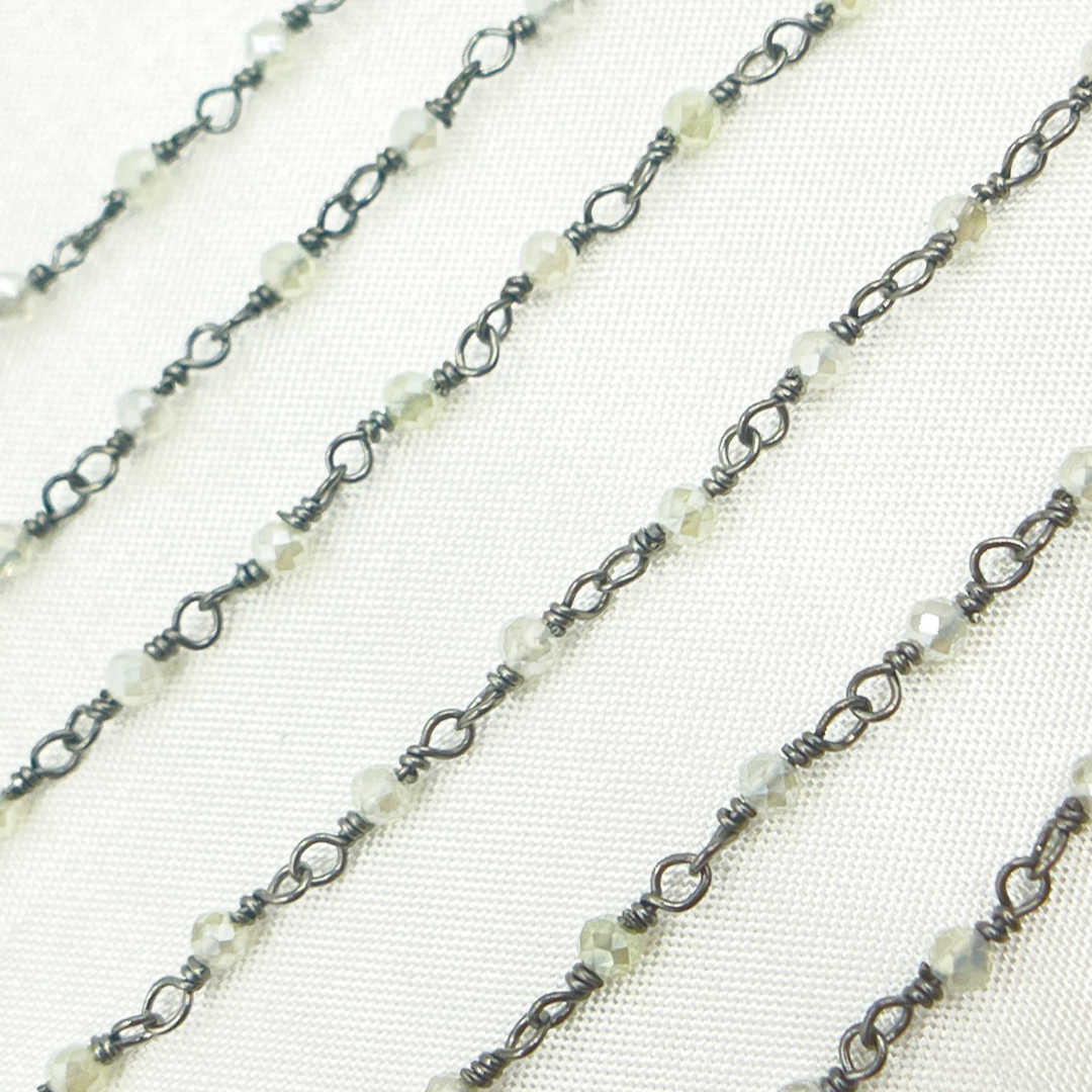 Coated Prehnite Oxidized 925 Sterling Silver Wire Chain. CPR5