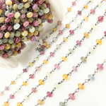 Load image into Gallery viewer, Multi Sapphire Smooth Oxidized Wire Chain. MSA22