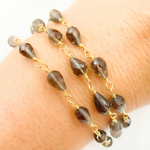 Load image into Gallery viewer, Smoky Quartz Tear Drop Shape Gold Plated Wire Chain