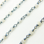 Load image into Gallery viewer, White Moonstone Oxidized Wire Chain. WMS26