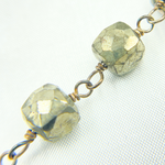 Load image into Gallery viewer, Pyrite Cube Shape Oxidized Wire Chain. PYR13